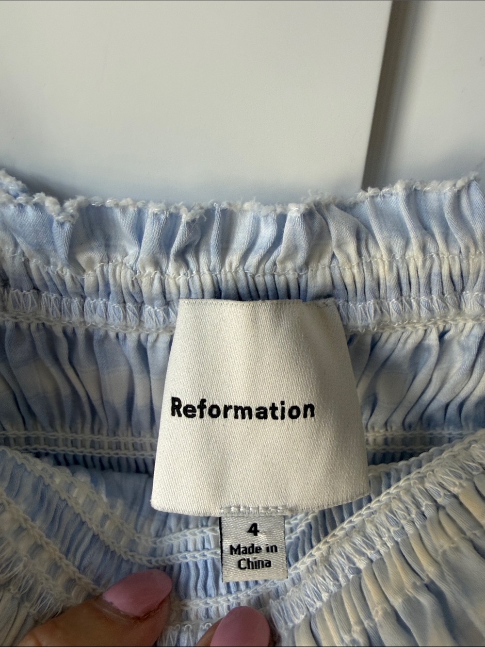 Reformation Kerrie Midi Dress on blue and whites Gingham - Picture 2 of 5